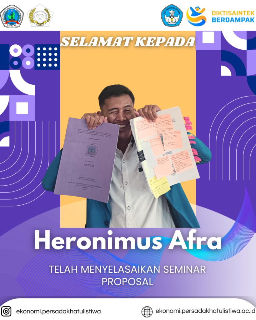 selamat kepada Heronimus Afra, telah menyelesaikan seminar proposal